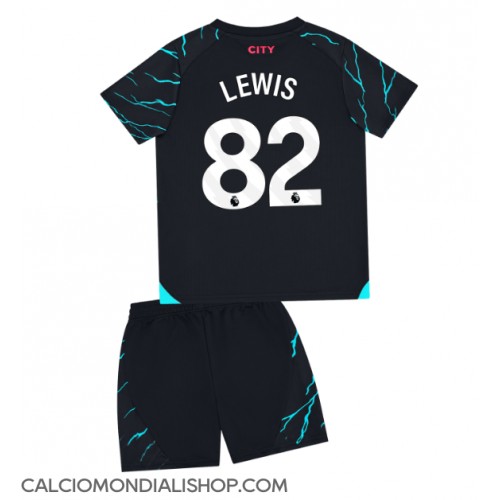 Maglie da calcio Manchester City Rico Lewis #82 Terza Maglia Bambino 2023-24 Manica Corta (+ Pantaloni corti)